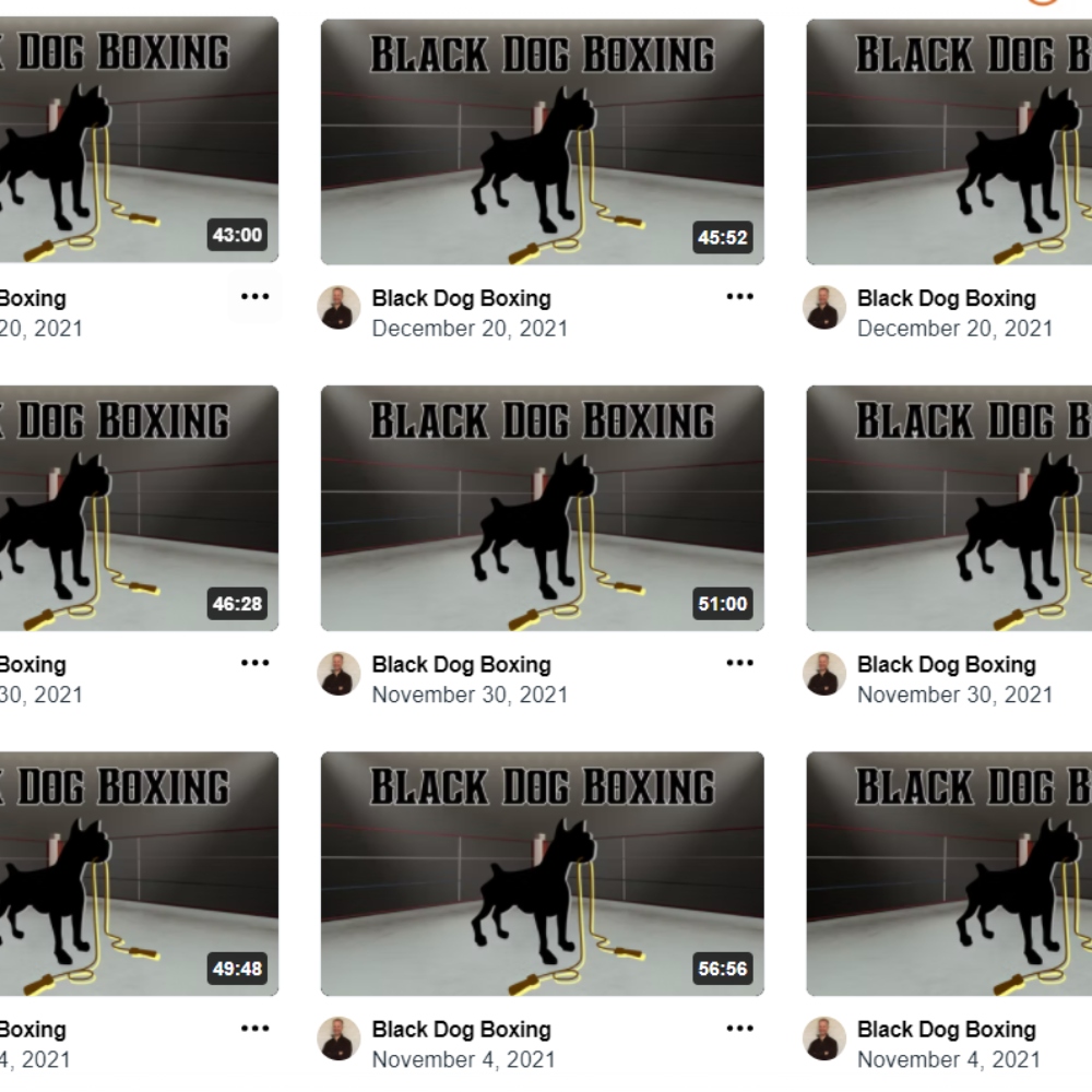 Screen shot of a vimeo account of online boxing classes available to you